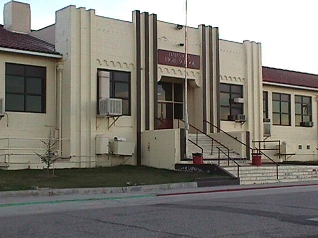 Front of Barstow High. Big trees are gone.
